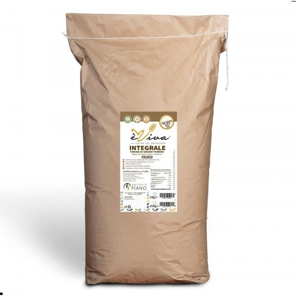 Farina di grano tenero Integrale  con germe di grano vivo - confezione da 25 Kg