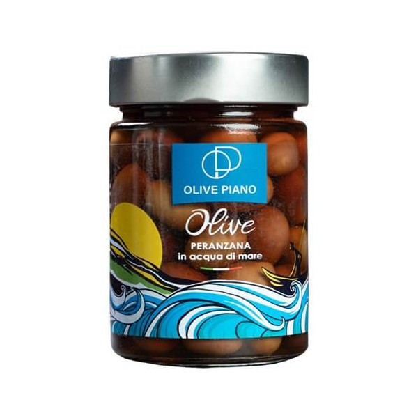 Olive peranzana da tavola, in acqua di mare - vaso da 314 ml