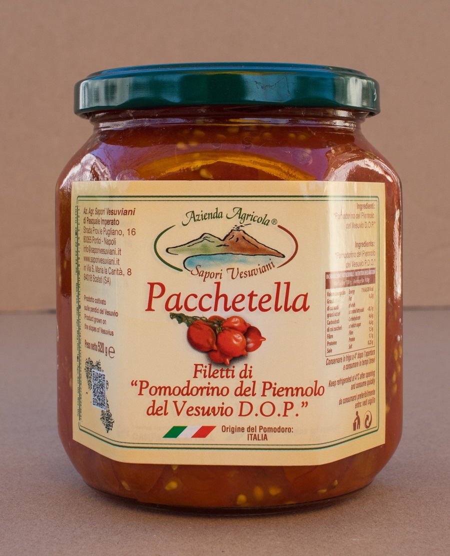 Pacchetella - Filetti di Pomodorino del piennolo del Vesuvio D.O.P. - barattolo da 520 g